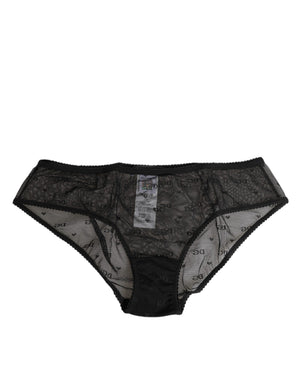 Black Sheer Mesh Lace Polka Dot Logo Underwear