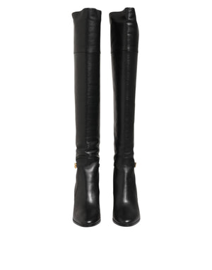 Black Leather Over-The-Knee DG Boots  Shoes