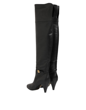 Black Leather Over-The-Knee DG Boots  Shoes