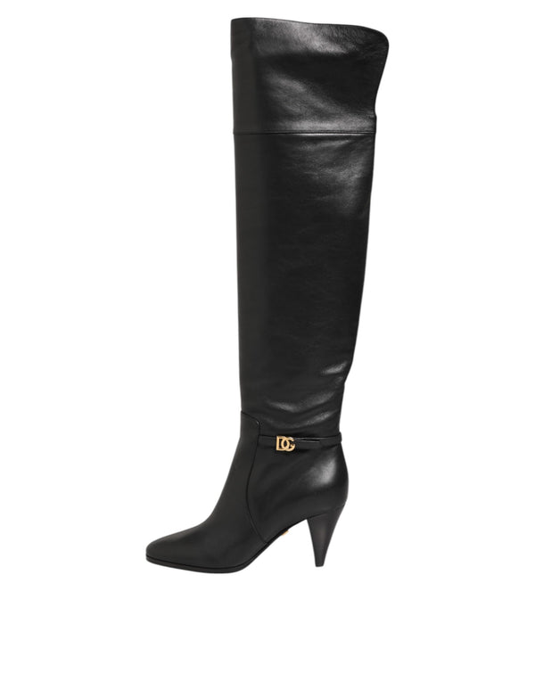 Black Leather Over-The-Knee DG Boots  Shoes