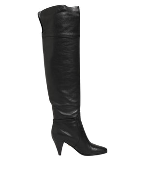 Black Leather Over-The-Knee DG Boots  Shoes