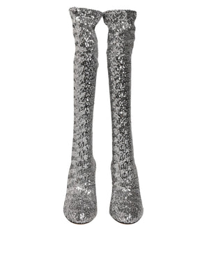 Shoes Silver Sequins Glitter High Heel Boot Shoes