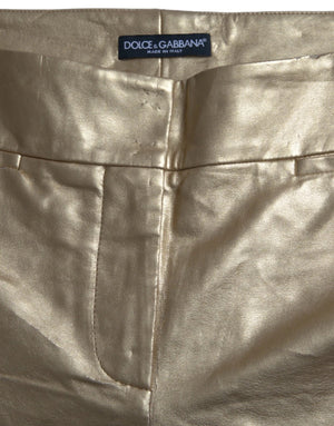 Gold High Waist Skinny Women Metallic Pants