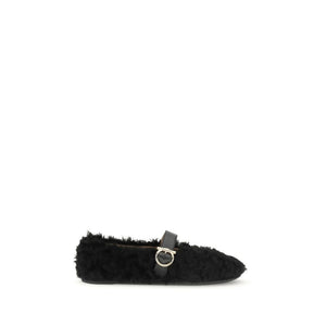 Black Fur Ballet Flats
