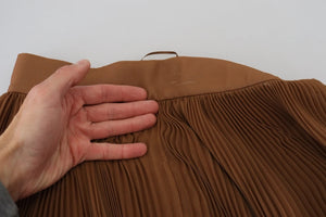 Beige Longuette Plisse Chiffon Midi Skirt