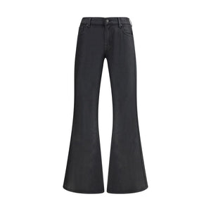 Black Cotton Flared Jeans