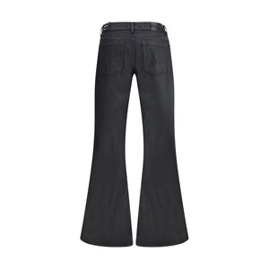 Black Cotton Flared Jeans