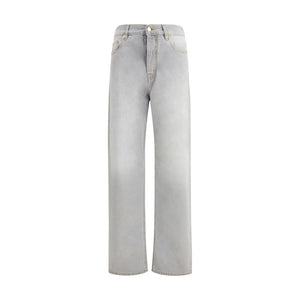 Gray Cotton Relaxed Fit Jeans