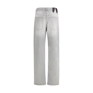Gray Cotton Relaxed Fit Jeans