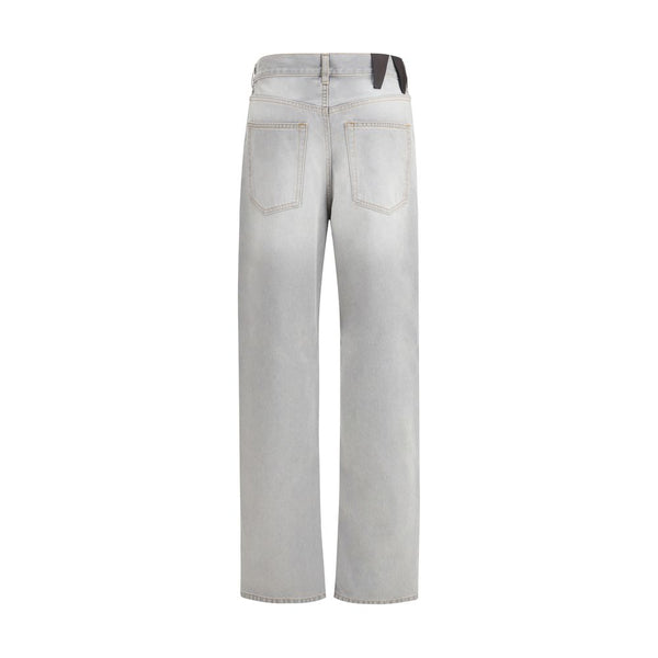 Gray Cotton Relaxed Fit Jeans