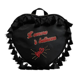 Black Heart L'Amore Patch Embellished Kids Backpack