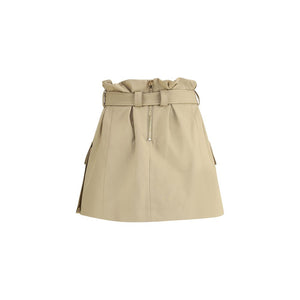 Beige Cotton Mini Skirt