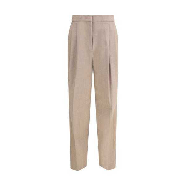 Beige Fleece Wool Dress Pants