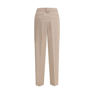 Beige Fleece Wool Dress Pants