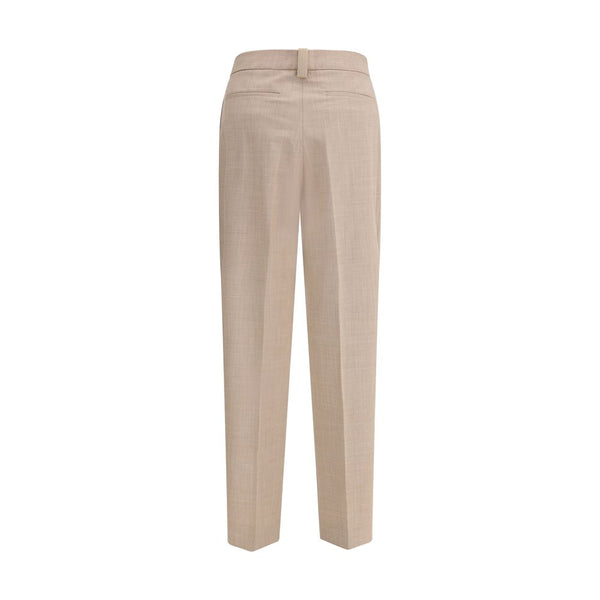Beige Fleece Wool Dress Pants