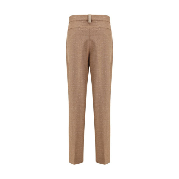 Beige Fleece Wool Dress Pants