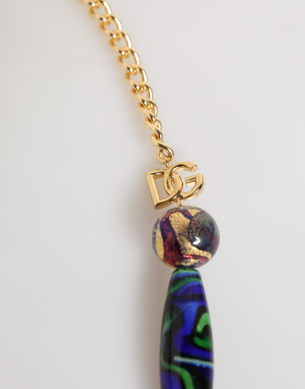 Multicolor Murano Glass Beads Gold Brass Chain Jewelry Necklace
