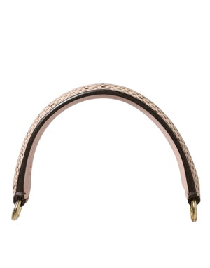 Beige Brown Snakeskin Leather Gold Ring Shoulder Strap