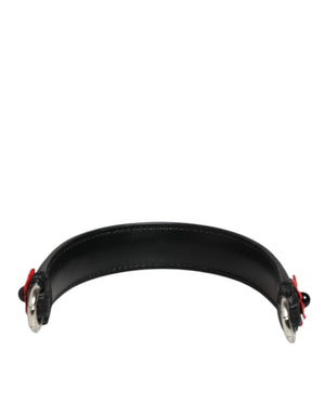 Black Embellished Leather Bag Handle Women Shoulder Strap