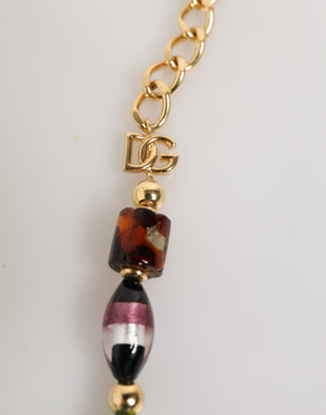 Multicolor Murano Glass Beads Gold Chain Jewelry Necklace