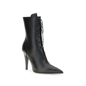 Black Calf Leather Bos Taurus Lace-Up Boots