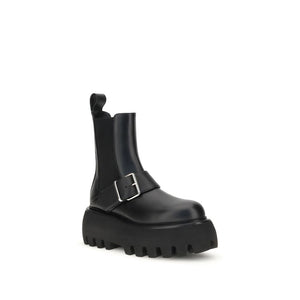 Black Calf Leather Bos Taurus Ankle Boots