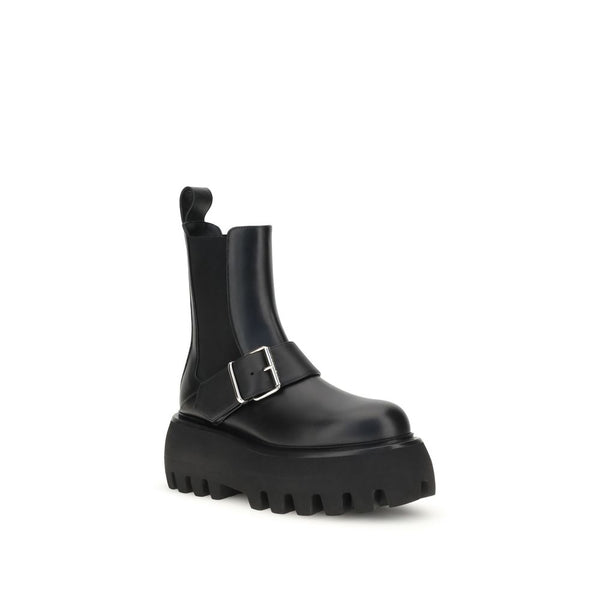 Black Calf Leather Bos Taurus Ankle Boots