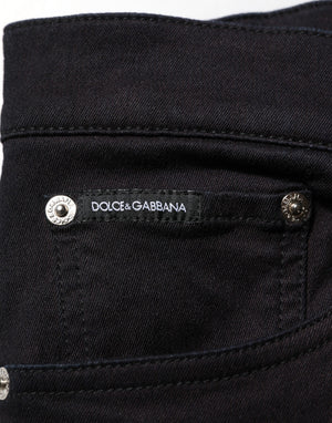 Black Cotton Blend Skinny Men Trouser Pants