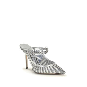 Silver Leather High Heel Pumps