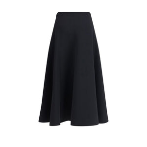 Black Cotton Midi Skirt