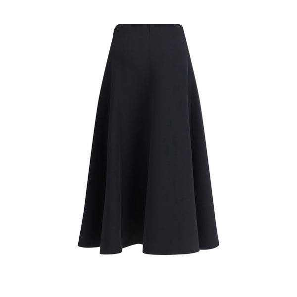Black Cotton Midi Skirt