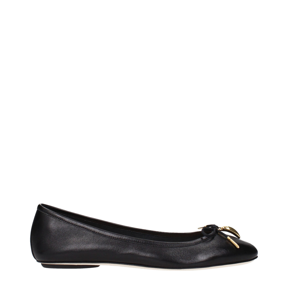 Black Leather Ballet Flats
