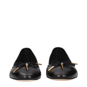 Black Leather Ballet Flats