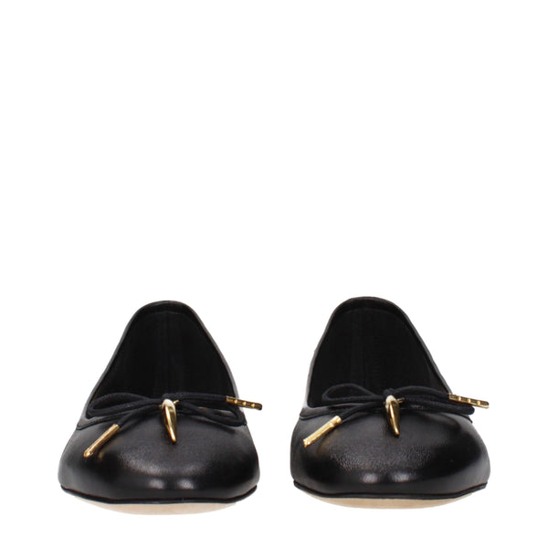 Black Leather Ballet Flats