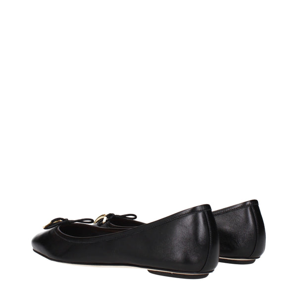 Black Leather Ballet Flats