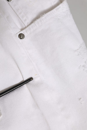 White Cotton Tattered BOYFRIEND Denim Jeans