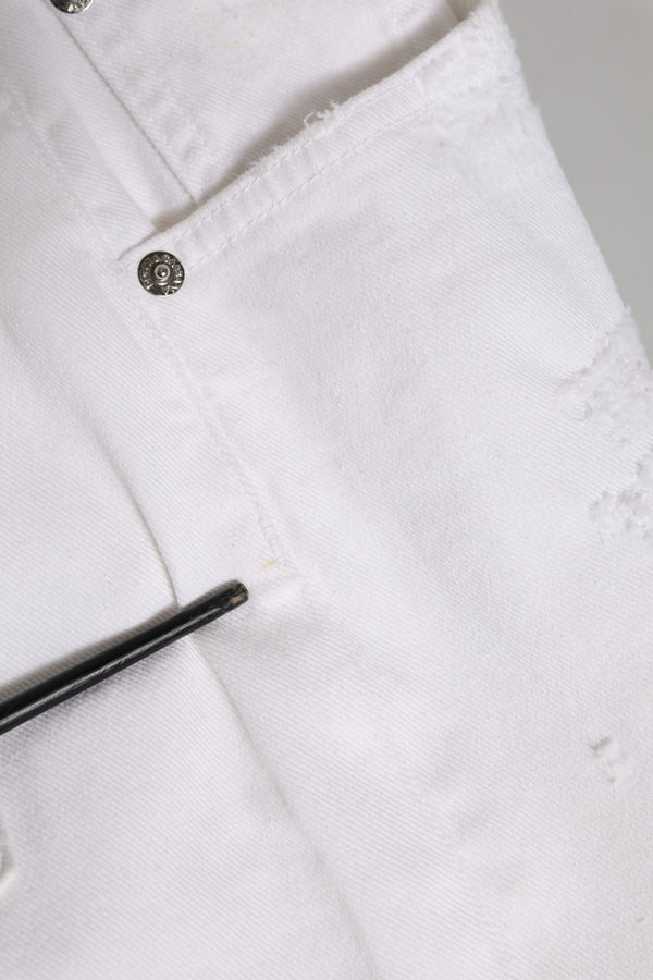 White Cotton Tattered BOYFRIEND Denim Jeans
