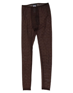 Brown Nylon Logo Lace Leggings Pants Underwear