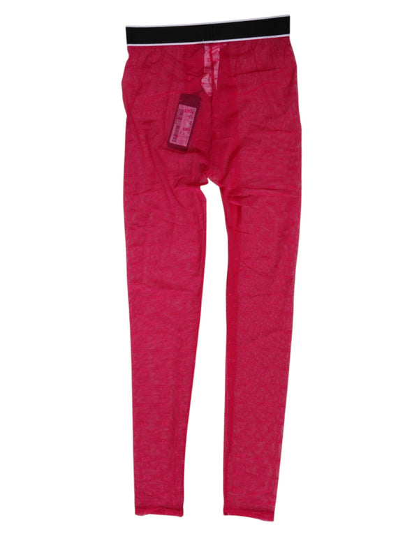 Fuchsia Nylon Logo Lace Leggings Pants Underwear