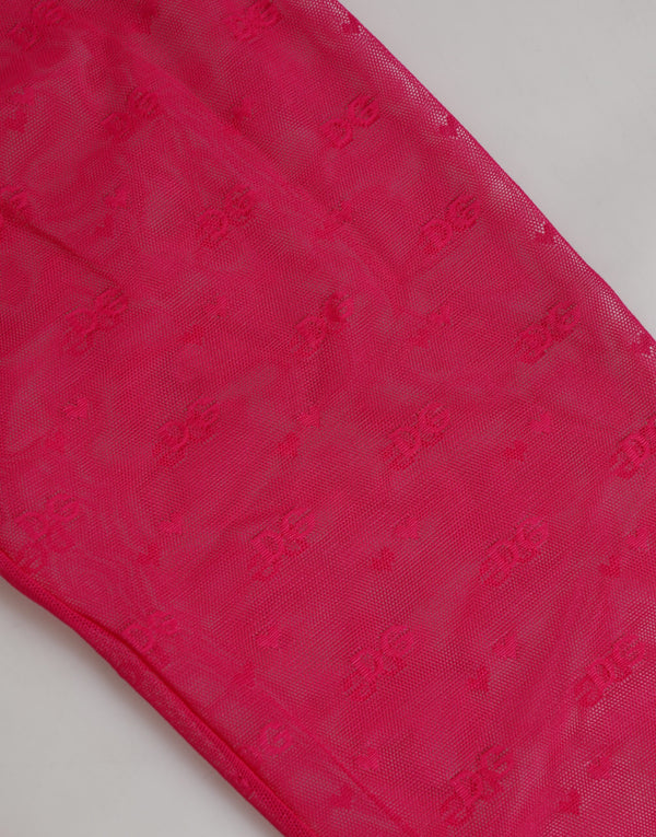Fuchsia Nylon Logo Lace Leggings Pants Underwear