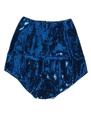 Blue Sequin Embellished High Waist Girdle Underwear
