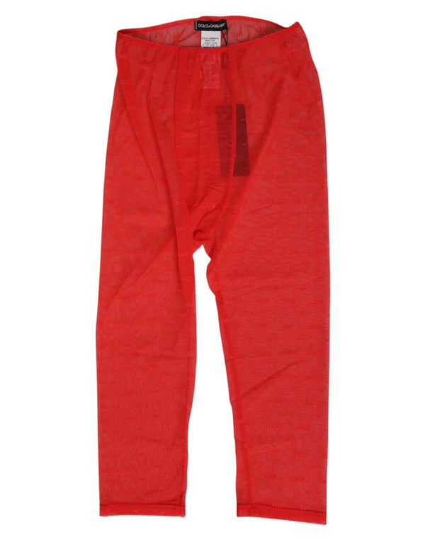 Red Logo Lace Tight Midi Trousers Underwear