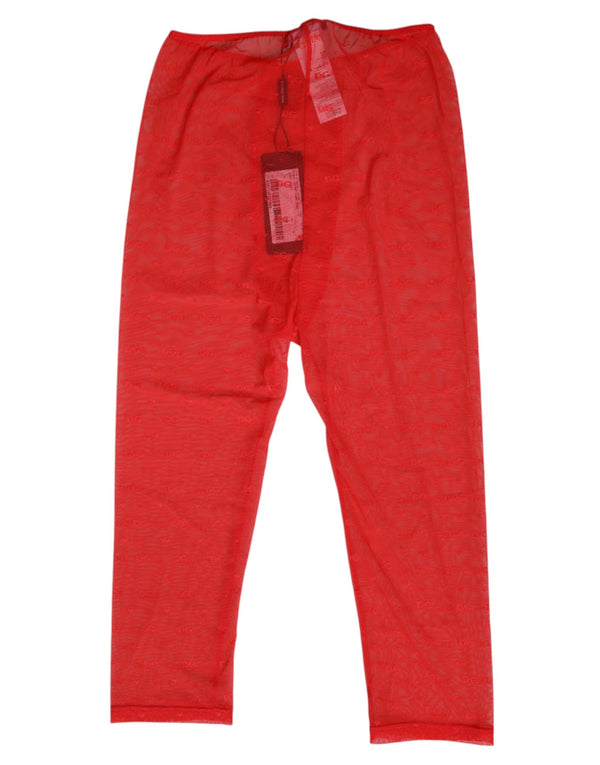 Red Logo Lace Tight Midi Trousers Underwear