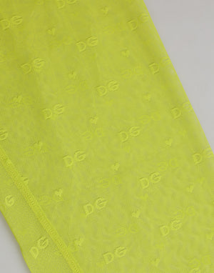 Neon Green Nylon Logo Lace Leggings Pants Underwear
