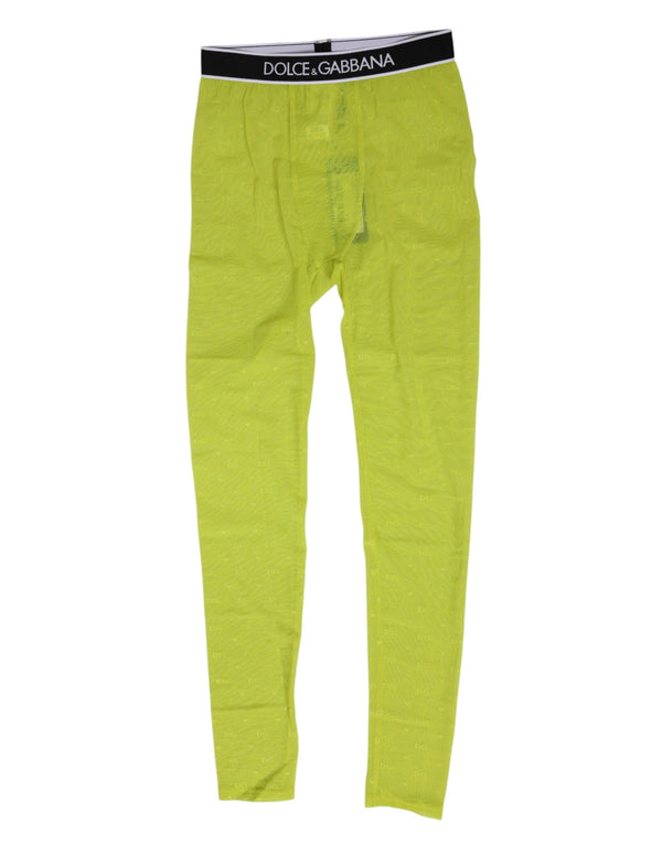Neon Green Nylon Logo Lace Leggings Pants Underwear