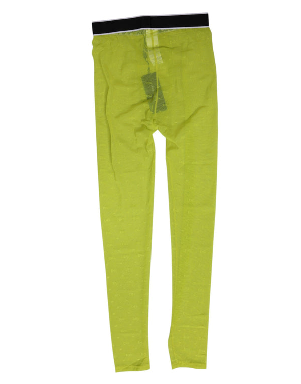 Neon Green Nylon Logo Lace Leggings Pants Underwear