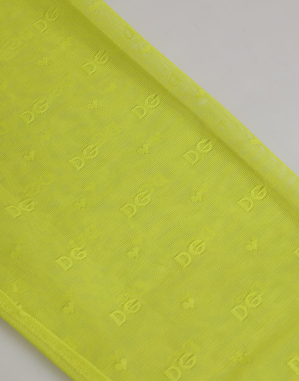 Neon Green Nylon Logo Lace Leggings Pants Underwear