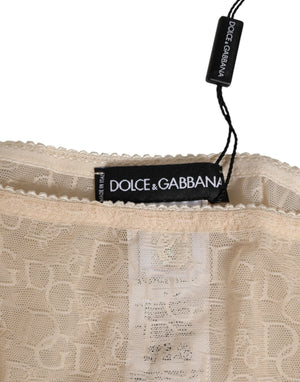 Beige DG Logo Lace Mid Waist Panty Underwear