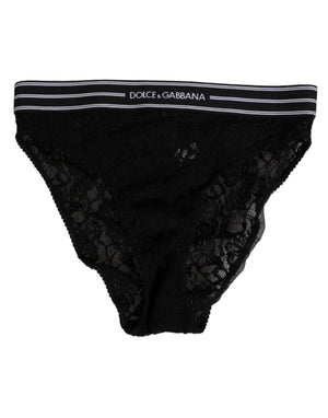 Black Lace Slip Brief Logo Waistband  Underwear