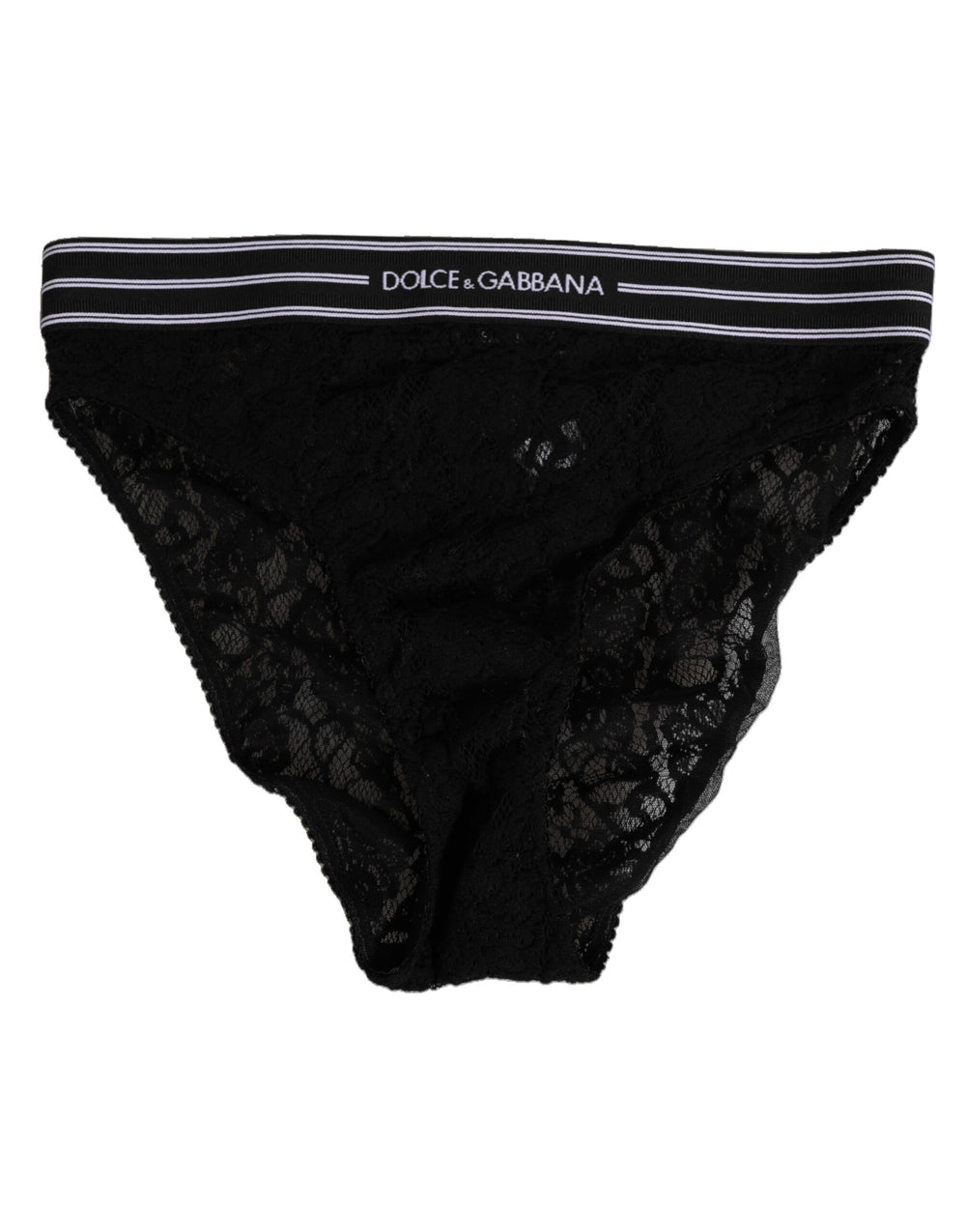 Black Lace Slip Brief Logo Waistband  Underwear